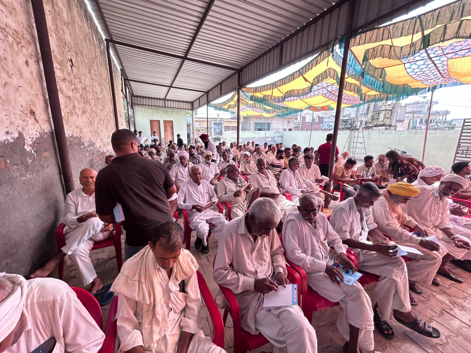 Participants completing activity materials during the Jaswanti campaign
