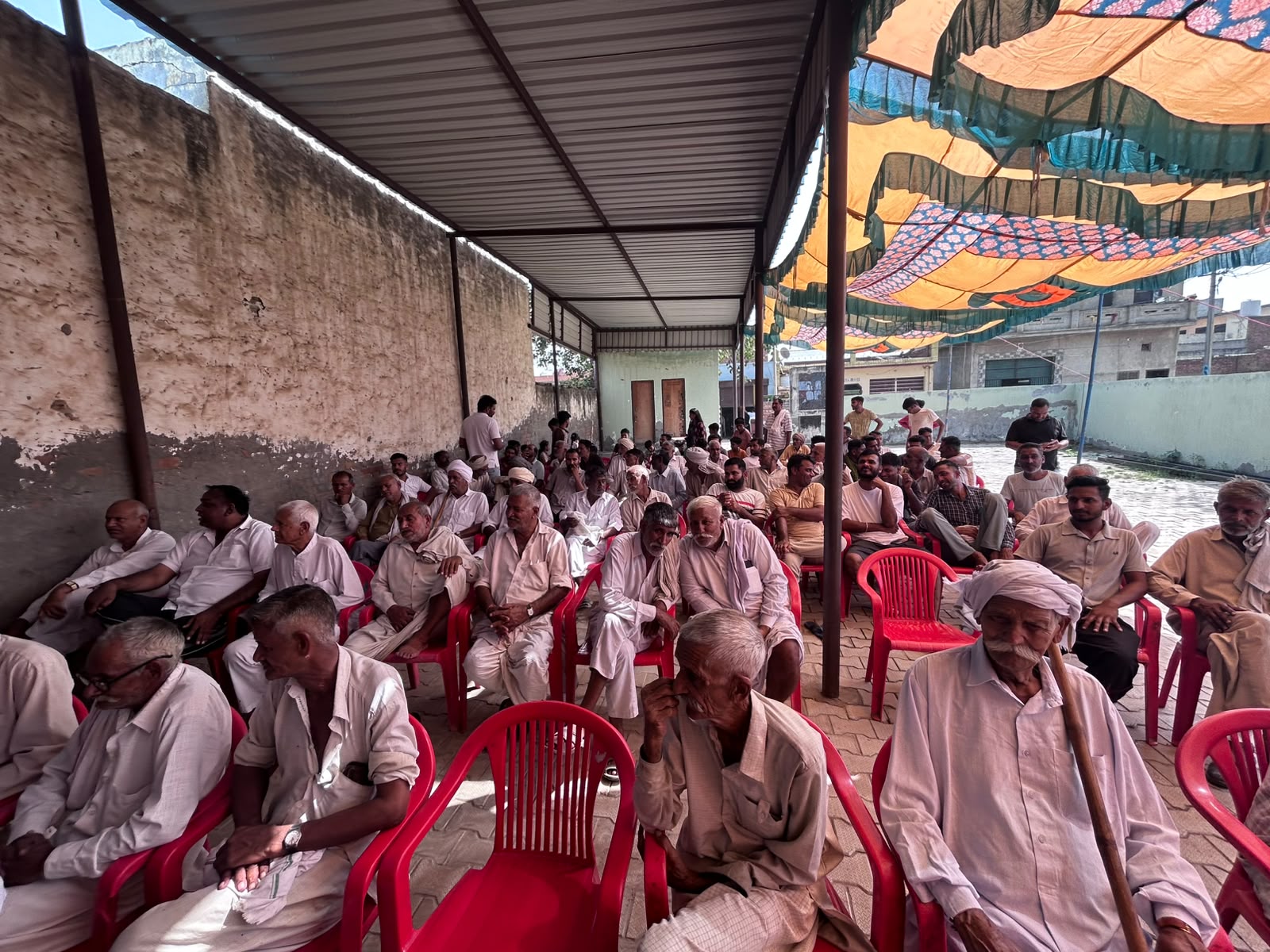 Farmers gathered for a RADHAA field learning activity in Jaswanti